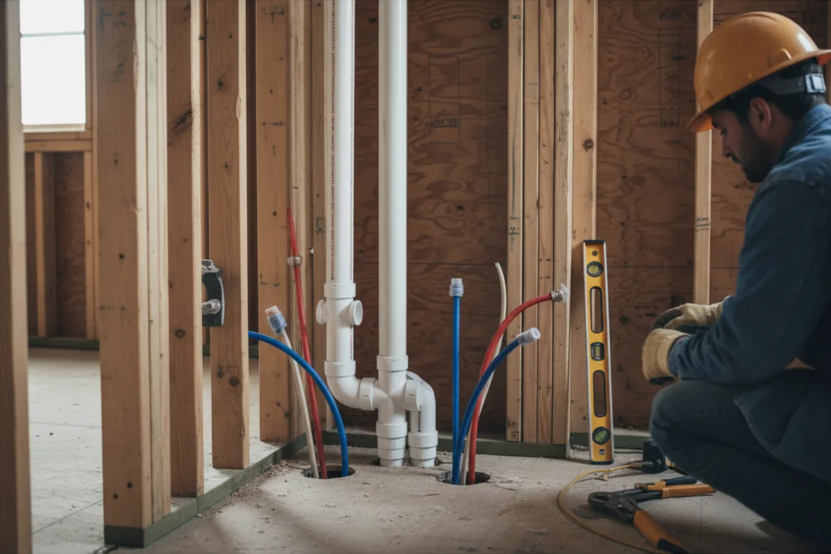 Drain and supply rough-in during Leak Detection in Eastlake