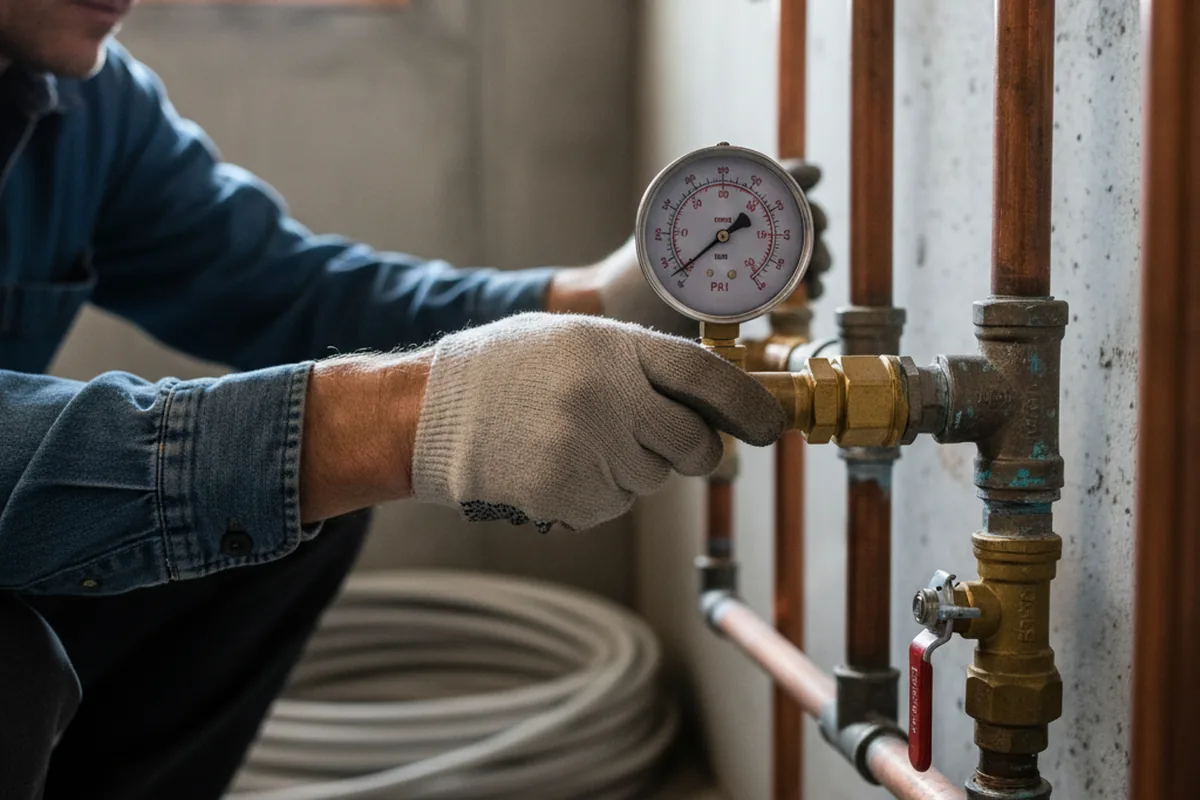 Pressure testing a repaired line during Water Line Repair in Eastlake
